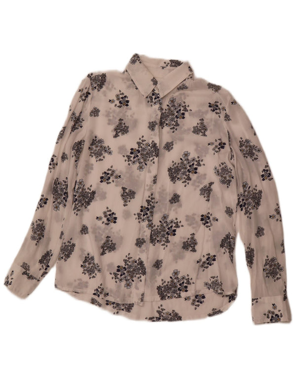 Camicia trasparente da donna BENETTON UK 6 XS modal floreale bianca