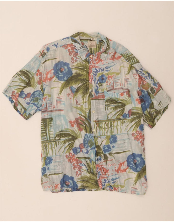 Ciao Camicia da uomo a maniche corte XL in viscosa floreale multicolore