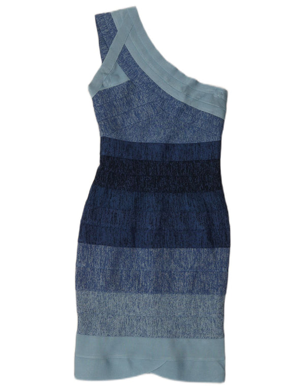 Abito aderente monospalla da donna Herve Leger UK 4 XS Rayon blu