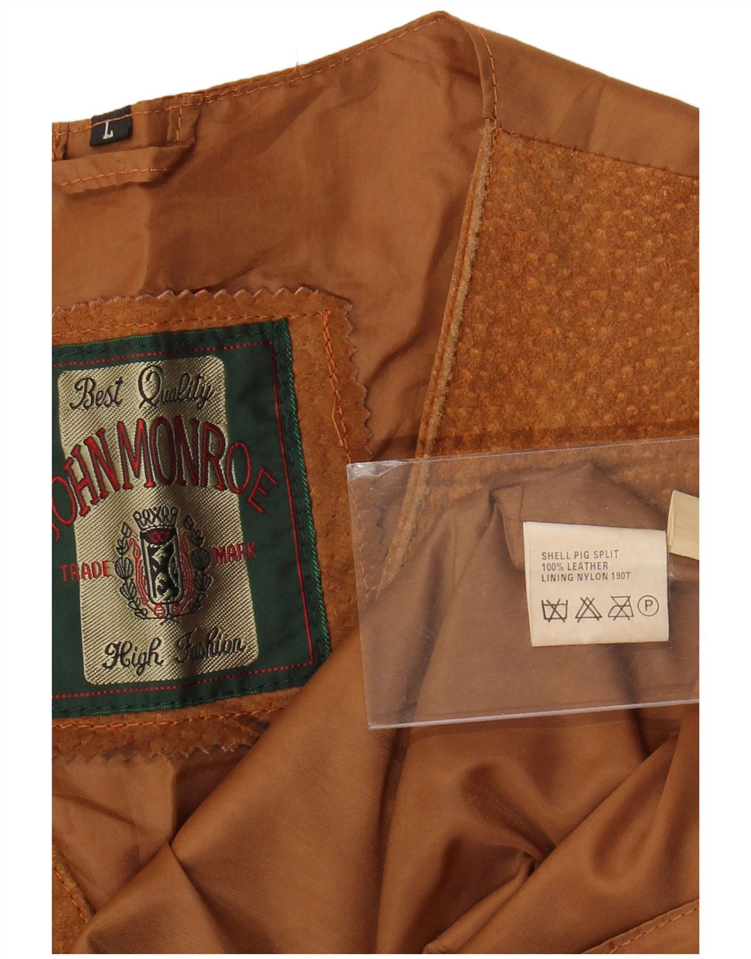 Gilet da uomo in pelle scamosciata John Monroe, grande in pelle marrone