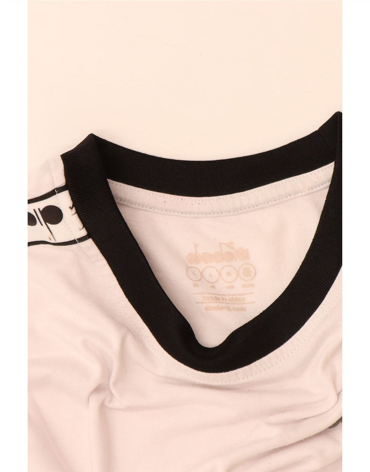 DIADORA T-shirt grafica da uomo Top Large in cotone bianco