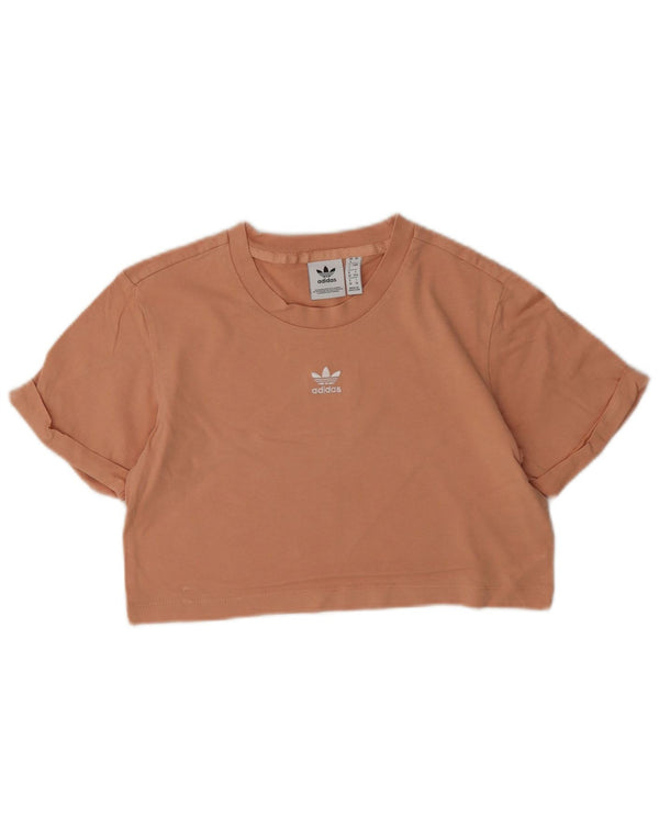 T-shirt corta da donna Adidas UK 4 XS arancione cotone