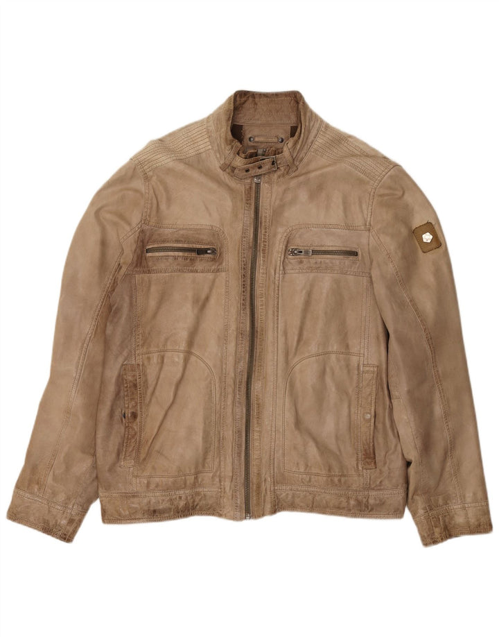 Giacca in pelle da uomo Milestone grande in pelle beige