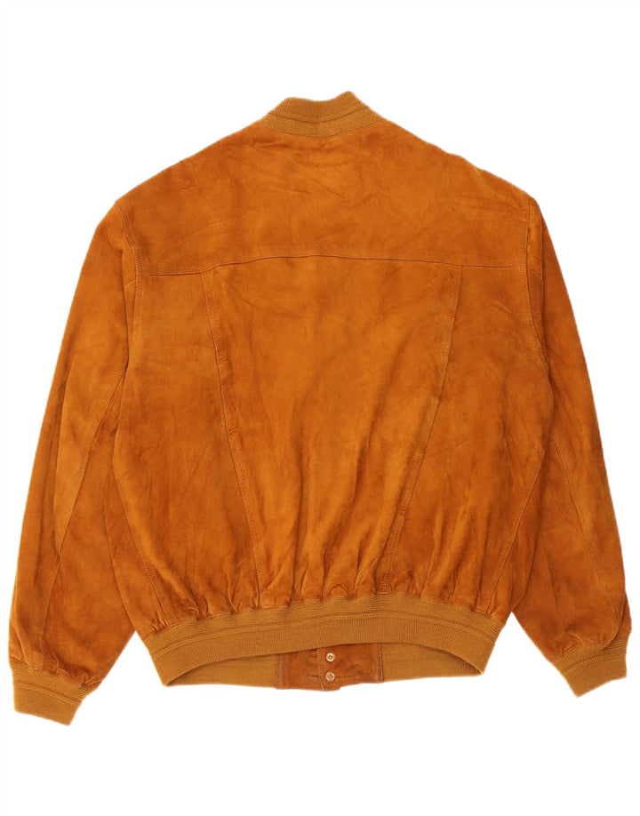 Giubbotto bomber vintage in pelle scamosciata da uomo IT 52 XL in pelle marrone