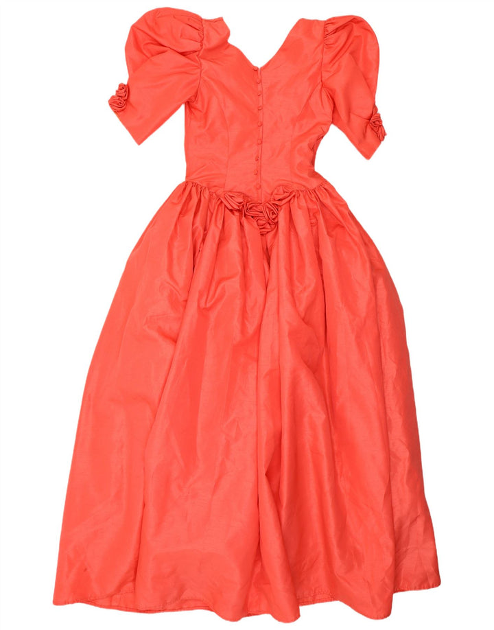 Abito lungo da donna vintage UK 8 piccolo arancione