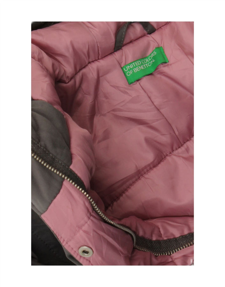 Cappotto imbottito con cappuccio da donna Benetton UK 14 grande grigio