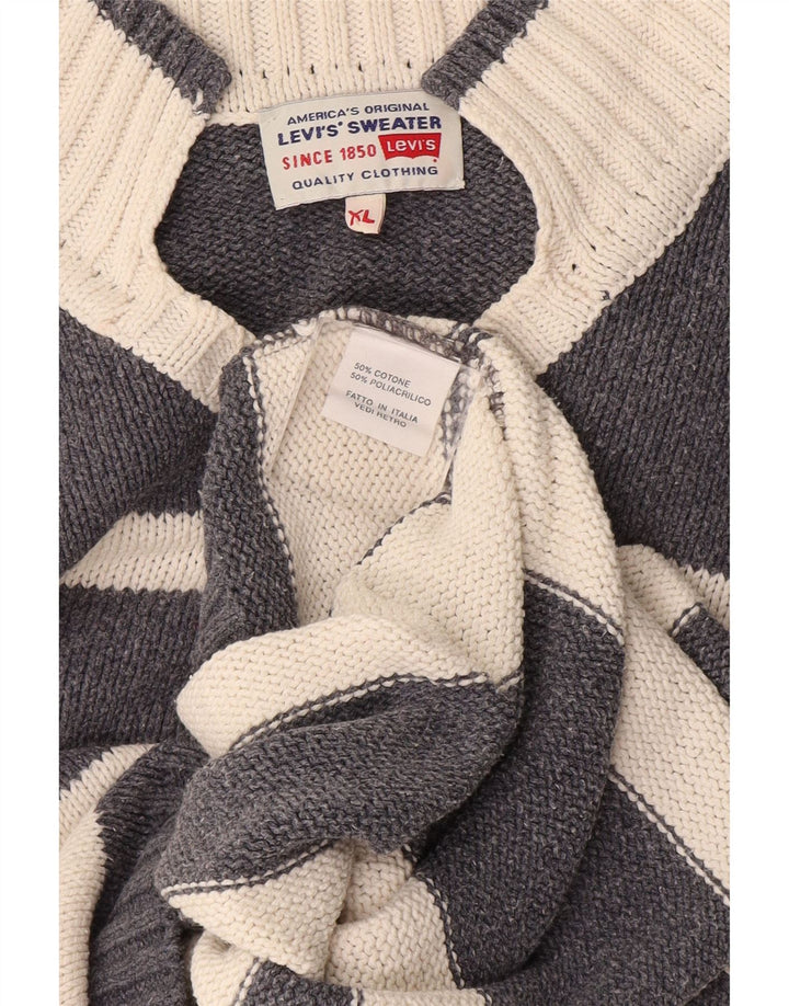 Maglione Levi's da uomo con scollo a V XL in cotone a righe grigie