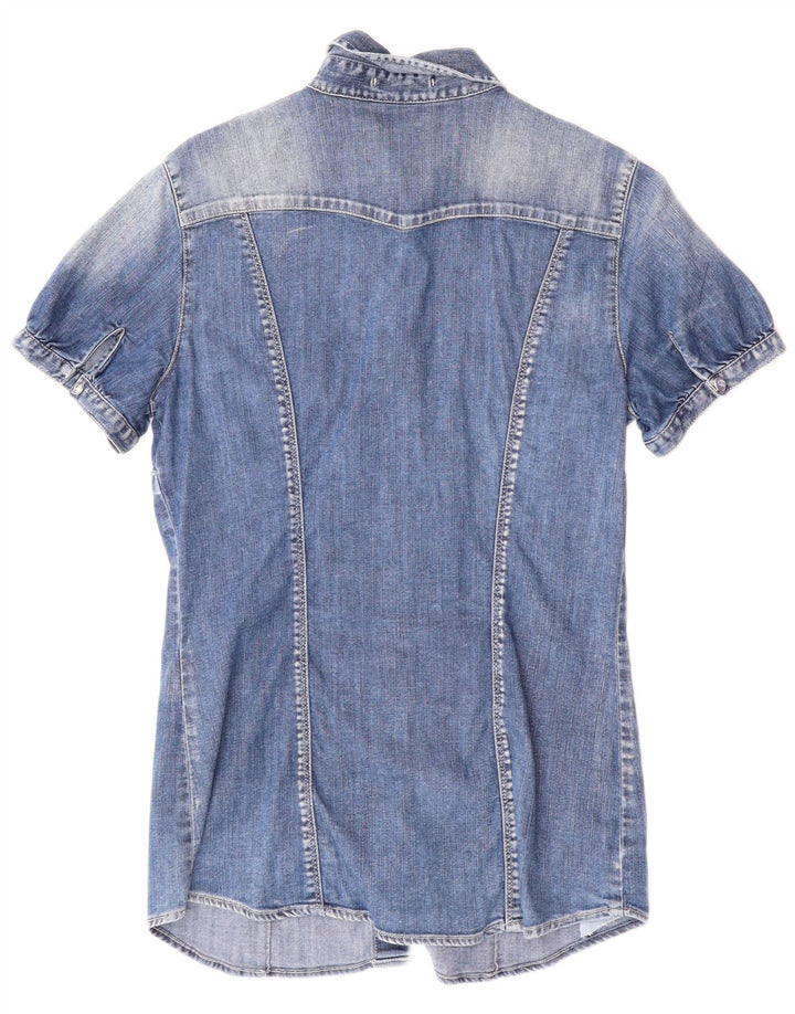 Camicia in denim a maniche corte da donna Gas UK 12 Cotone blu medio
