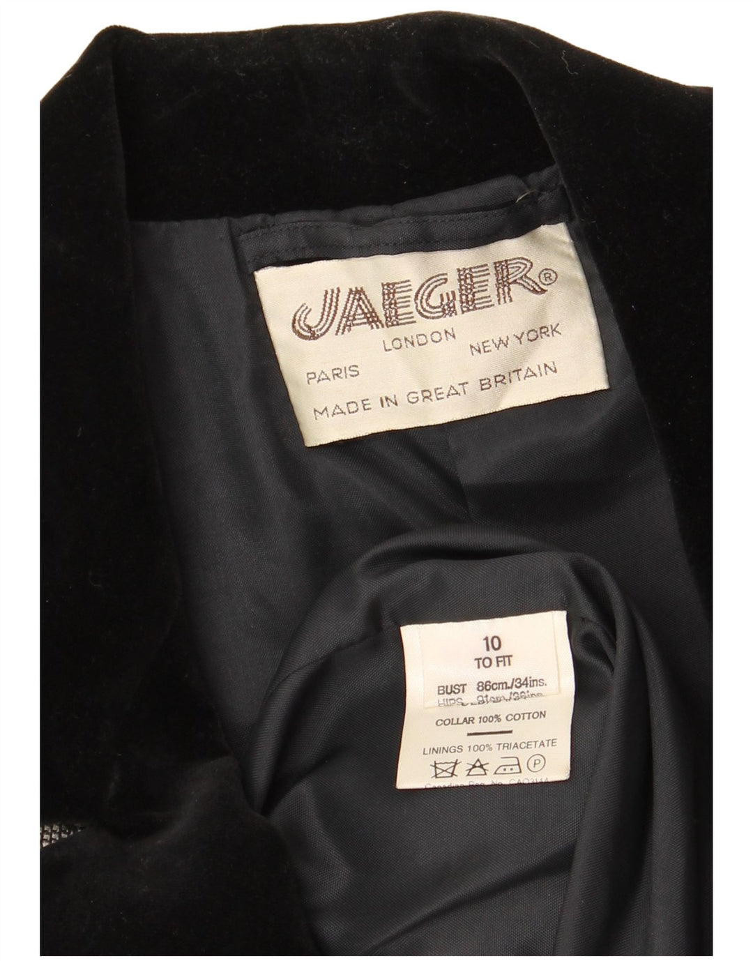 Giacca blazer da donna a 1 bottone corto Jaeger UK 10 piccolo cotone a quadri grigio