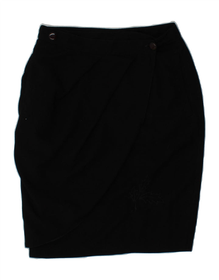VINTAGE Womens Wrap Skirt W28 Medium  Black Viscose Vintage Vintage and Second-Hand Vintage from Messina Hembry 