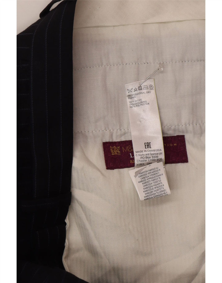 Pantaloni da abito vestibilità regolare da uomo Marks & Spencer W34 L31 blu navy a righe