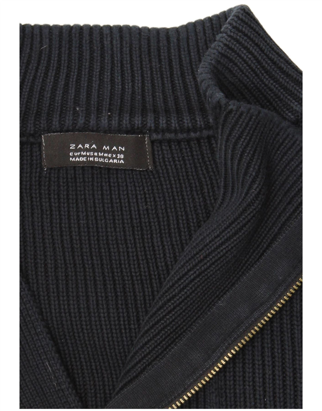 ZARA Maglione da Uomo con Zip e Collo Blu Navy Medio