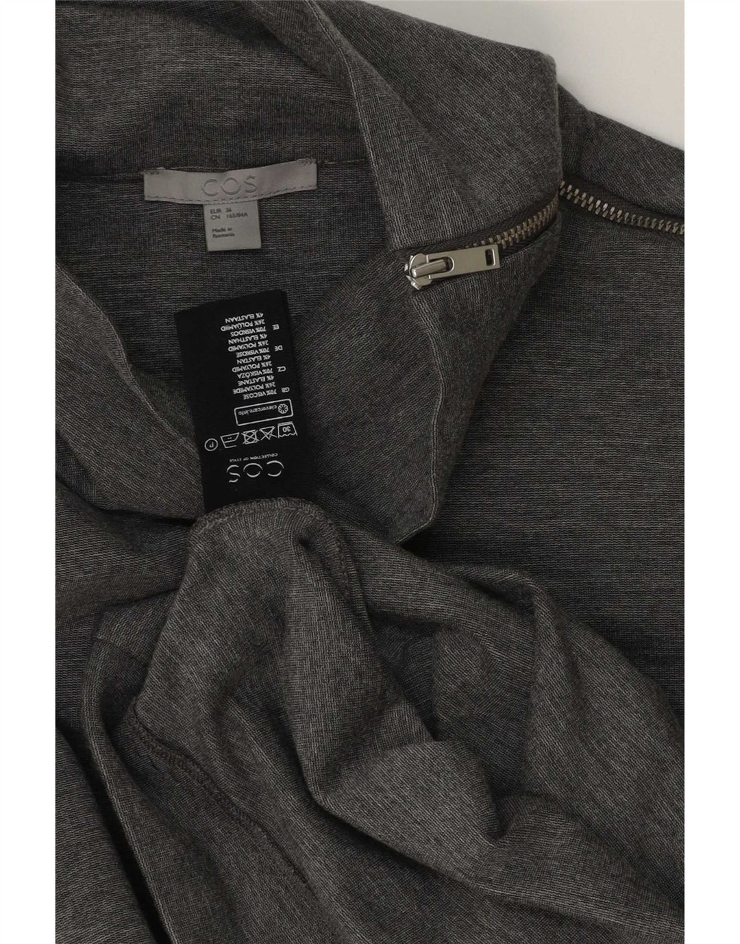 Cos Top oversize da donna a maniche lunghe EU 36 piccolo in viscosa grigia