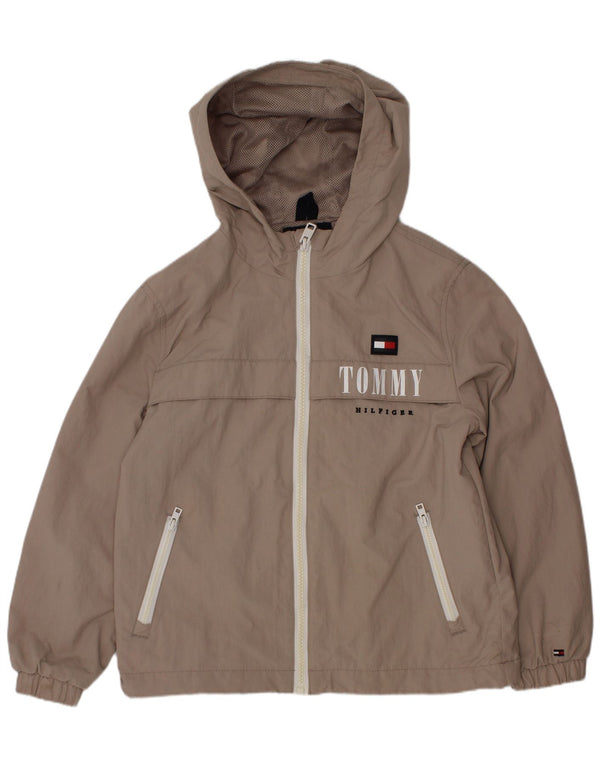 Giacca antipioggia con cappuccio grafica per ragazzi Tommy Hilfiger 6-7 anni in poliammide grigia