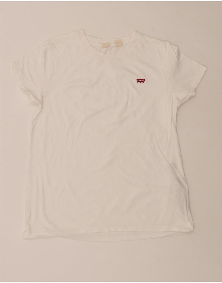 LEVI'S Womens T-Shirt Top UK 12 Medium White Cotton