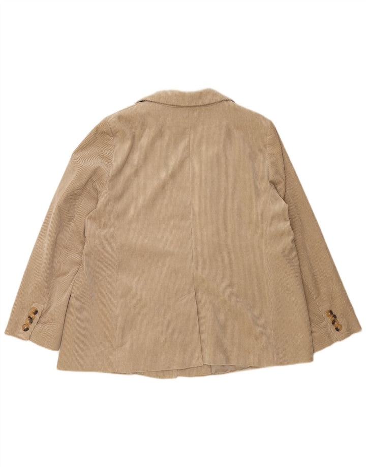 JAEGER Giacca da donna in velluto a coste a 1 bottone UK 20 2XL Cotone beige