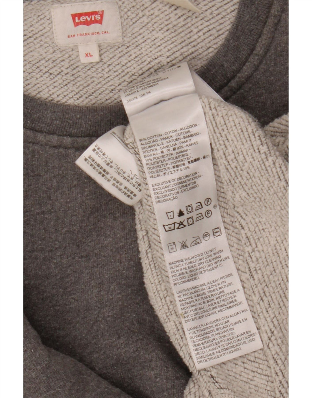Felpa grafica da uomo Levi's, maglione XL, cotone grigio