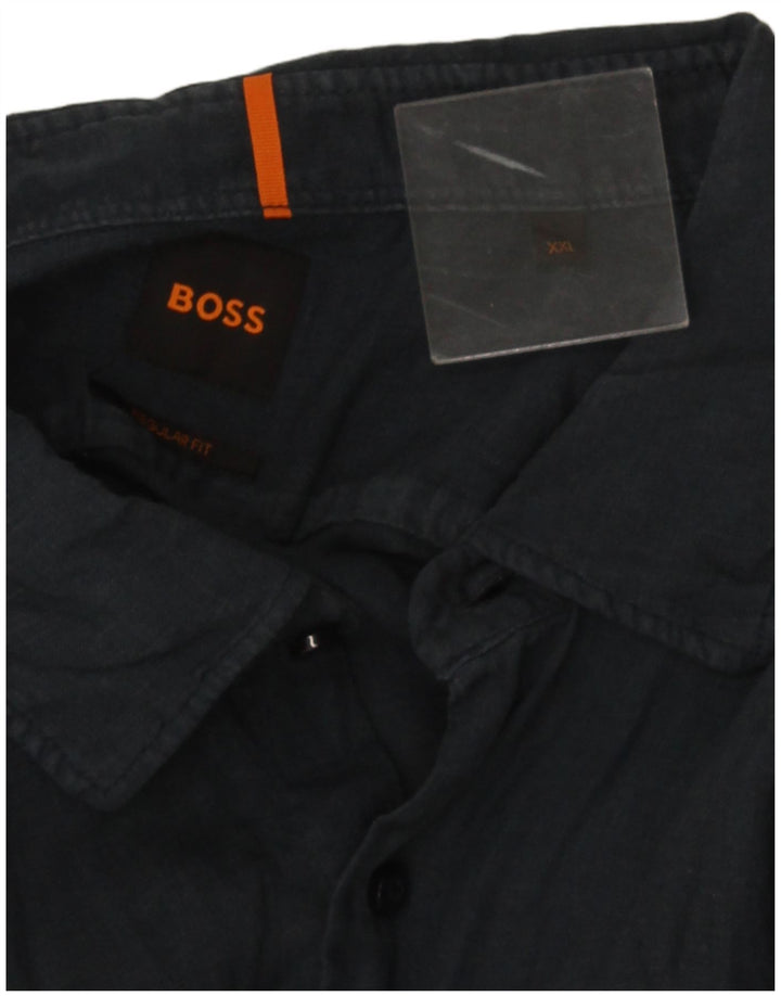 Camicia Hugo Boss da uomo a maniche corte vestibilità regolare 2XL Blu Navy