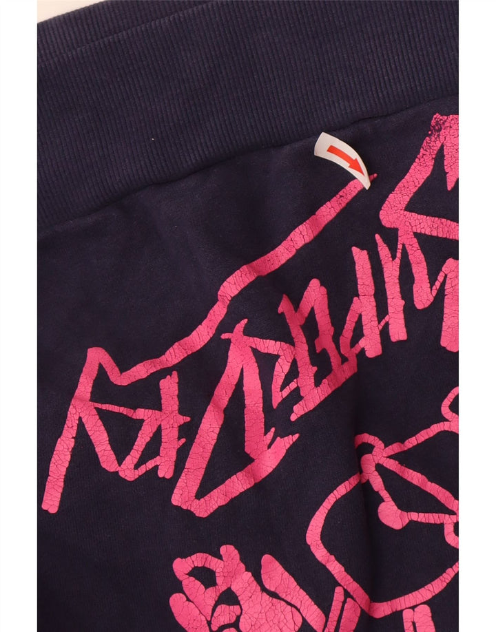 Maglione da donna con cappuccio grafico oversize corto Superdry UK 14 grande blu navy