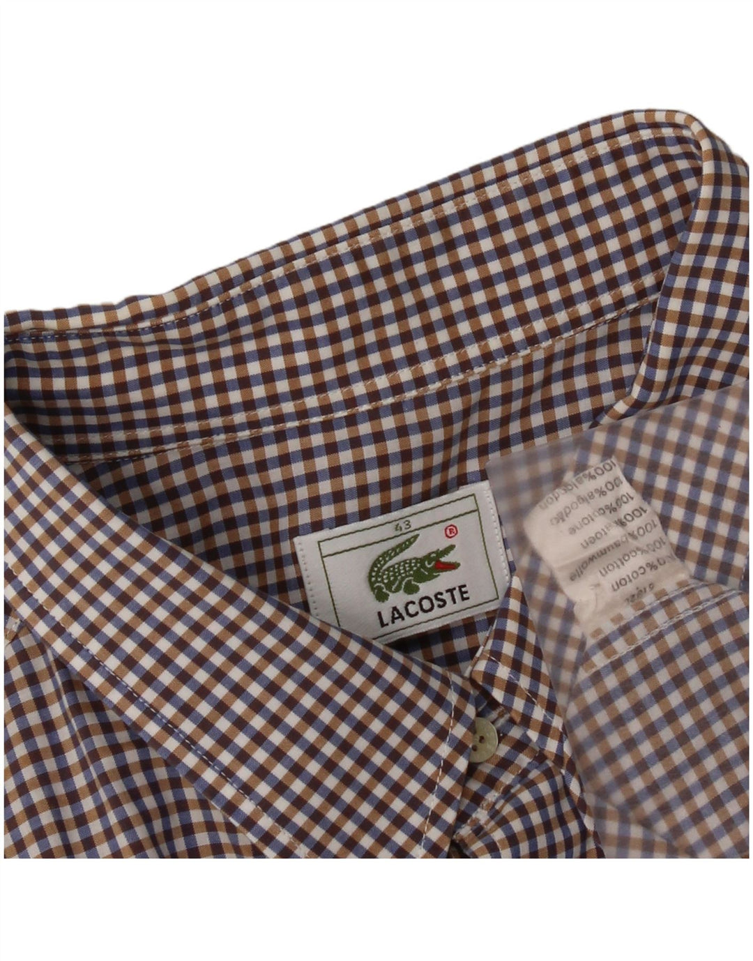 Camicia a maniche corte da uomo Lacoste taglia 43 XL in cotone a quadretti blu navy