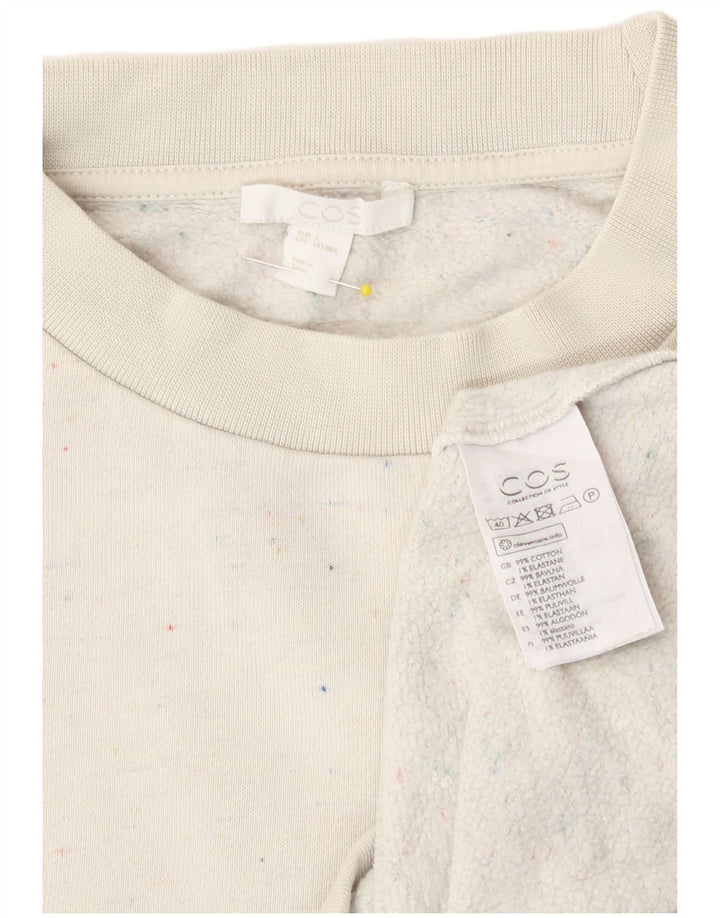 Felpa oversize da donna Cos, maglione UK 10, piccolo cotone chiazzato bianco