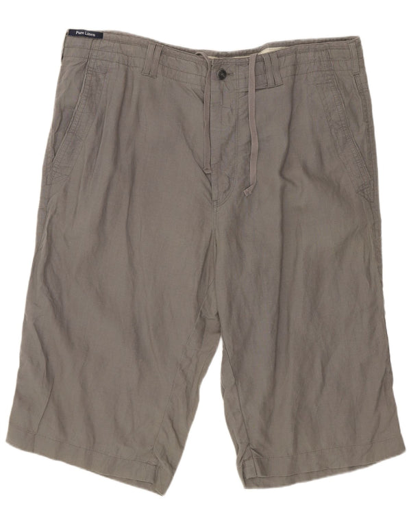 Pantaloncini chino da uomo Marks & Spencer W38 XL Lino grigio