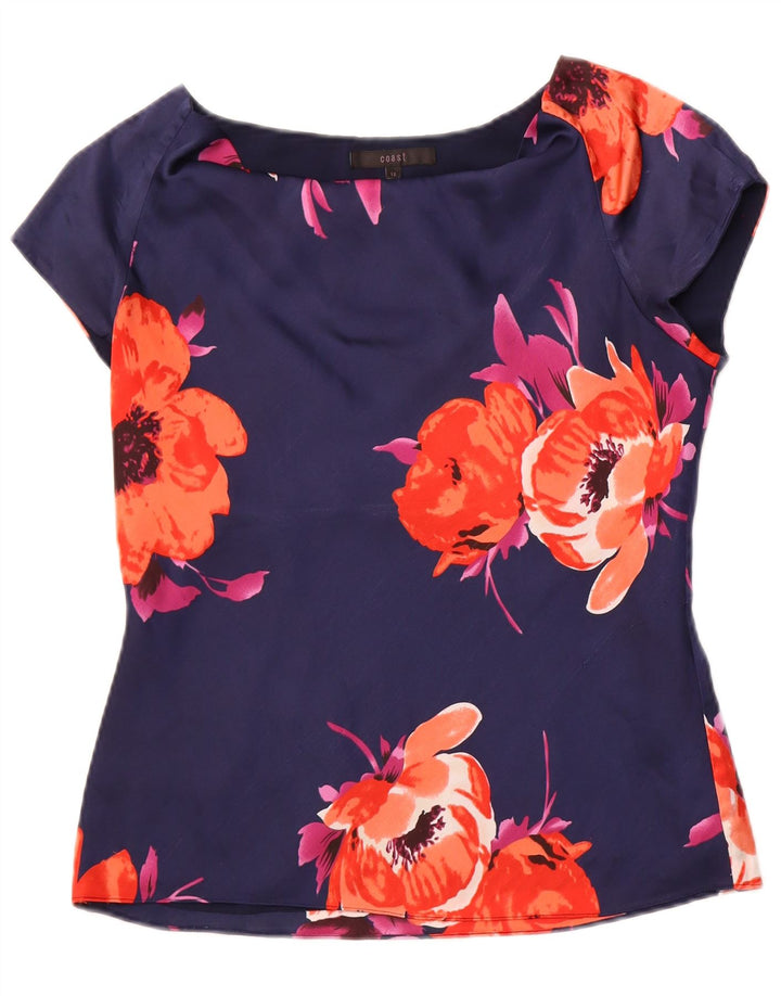 Top camicetta da donna COAST UK 12 Poliestere floreale blu navy medio