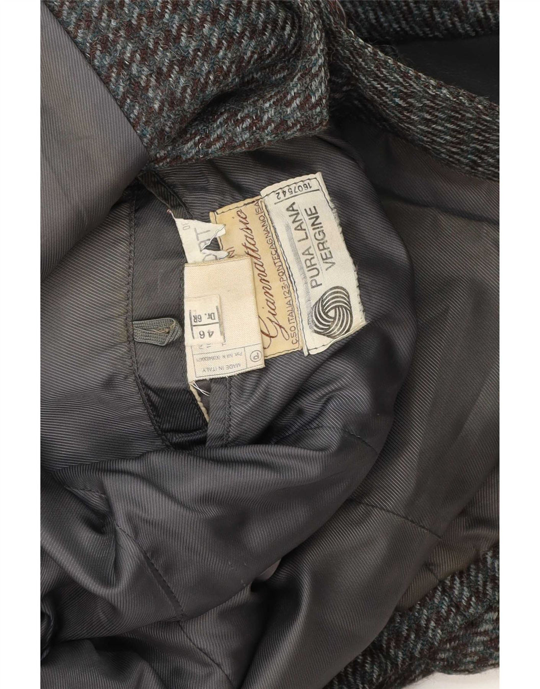 Giacca blazer vintage da uomo a 2 bottoni IT 46 piccolo pied de poule grigio