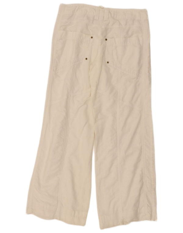 Pantaloni chino a gamba larga da donna Mexx UK 14 Large W34 L31 Lino bianco
