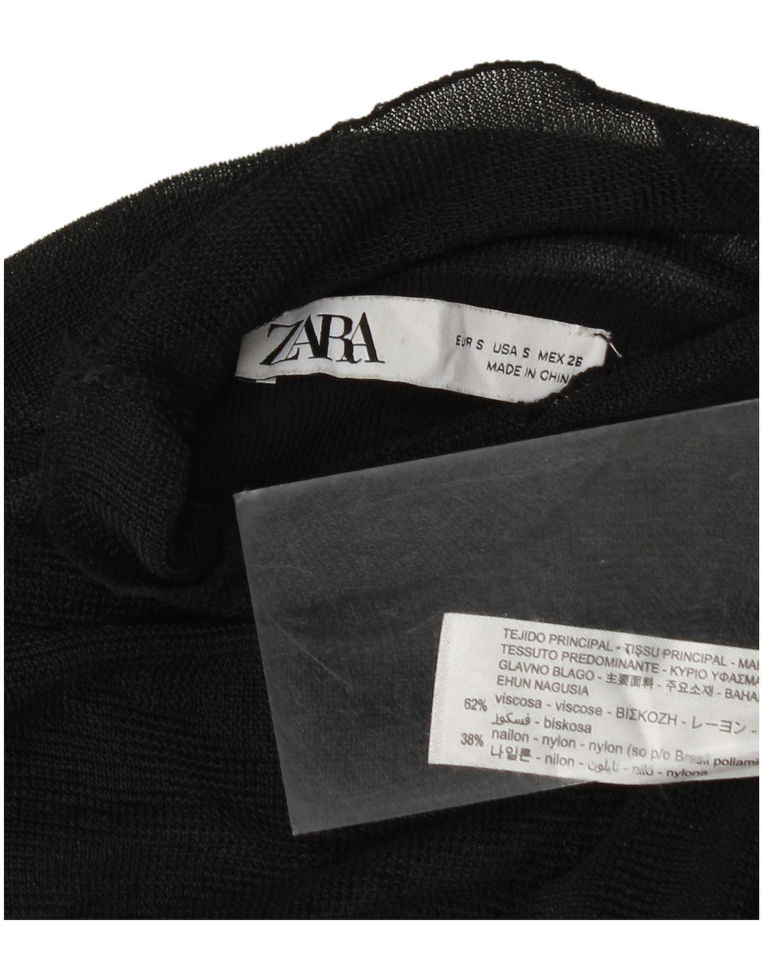 Top Zara da donna con camicetta trasparente UK 10 piccola in viscosa nera