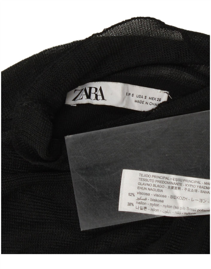 Top Zara da donna con camicetta trasparente UK 10 piccola in viscosa nera