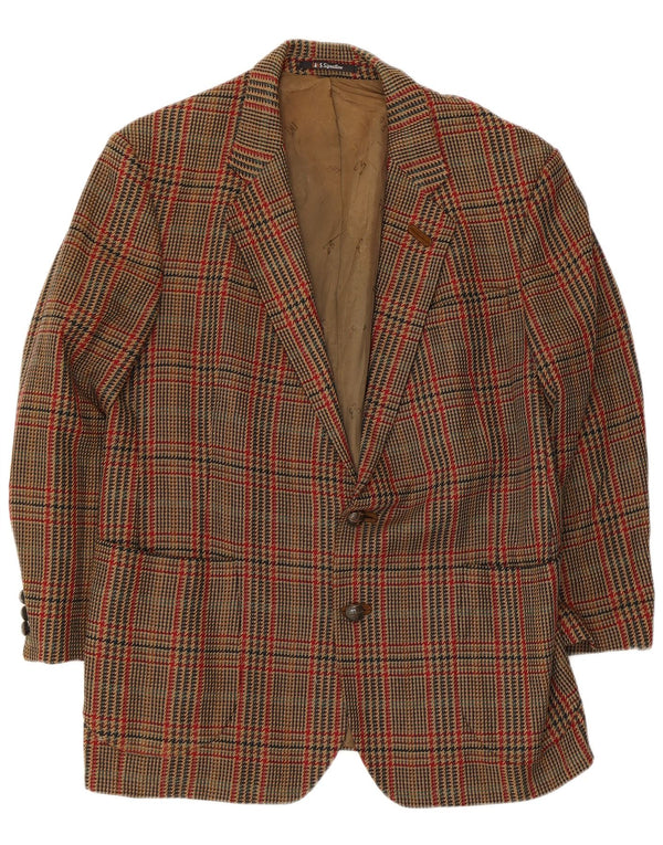 Giacca blazer da uomo a 2 bottoni DAKS UK 38 Lana nuova pied de poule marrone medio