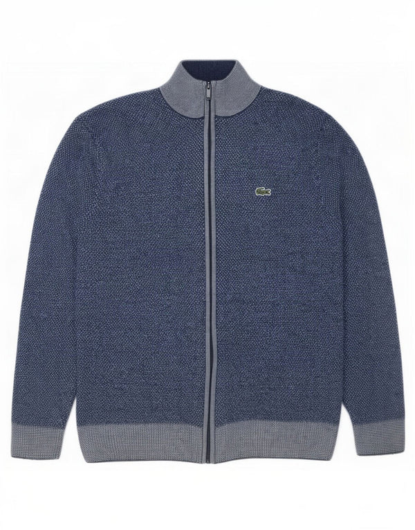 Lacoste Mens Cardigan Sweater Size 5 Large Blue Wool