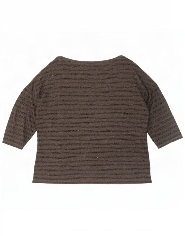 Top Zara da donna con maniche a 3/4 UK 20 2XL Poliestere a righe grigie