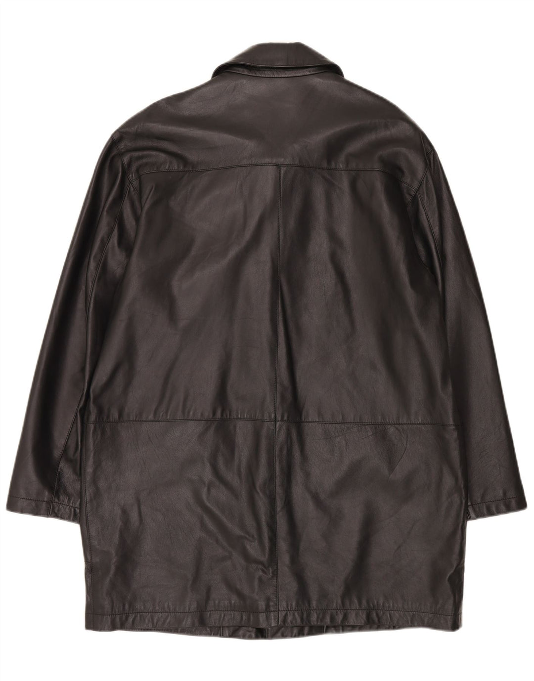 Cappotto in pelle vintage da uomo IT 50 grande nero