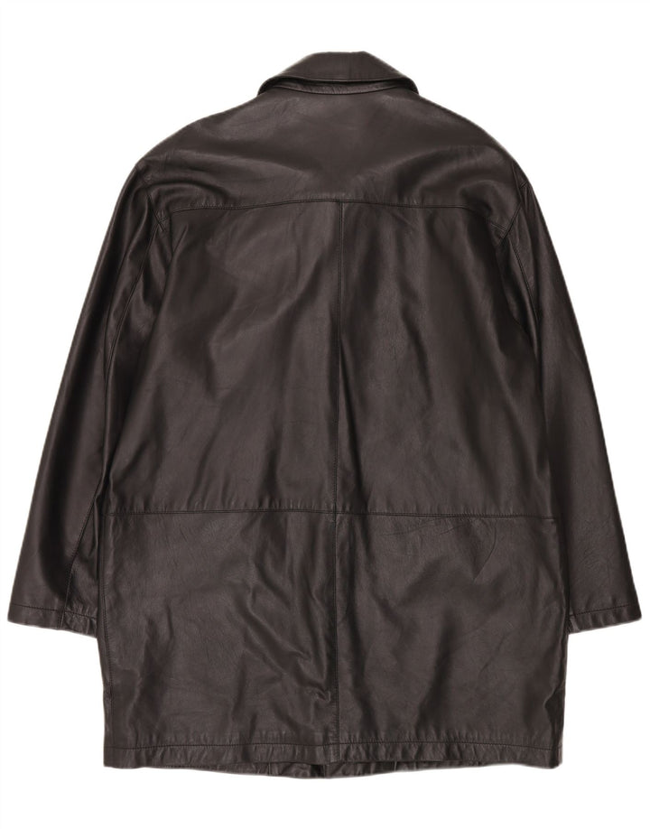 Cappotto in pelle vintage da uomo IT 50 grande nero