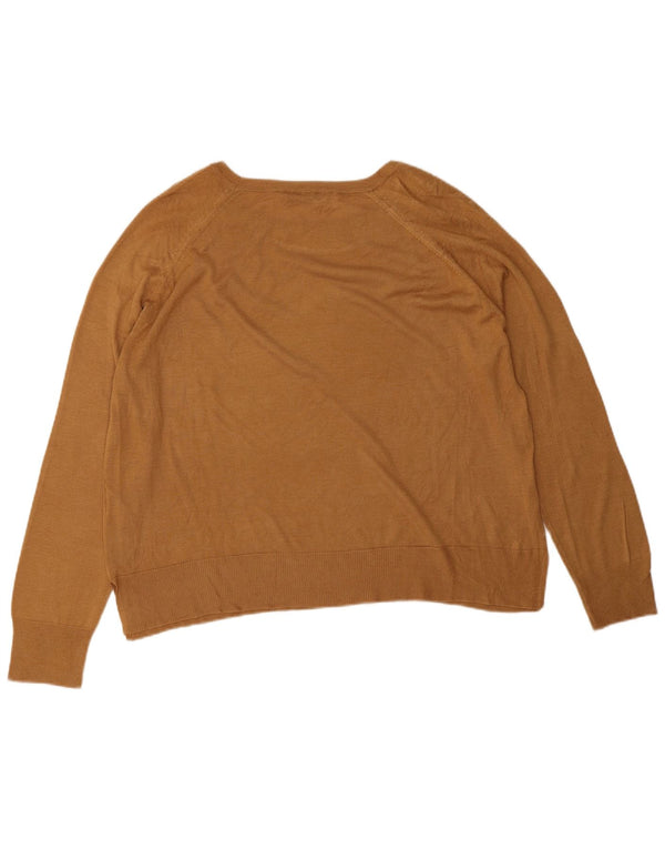 Maglione oversize con scollo a barca da donna Zara UK 16 Large in viscosa marrone