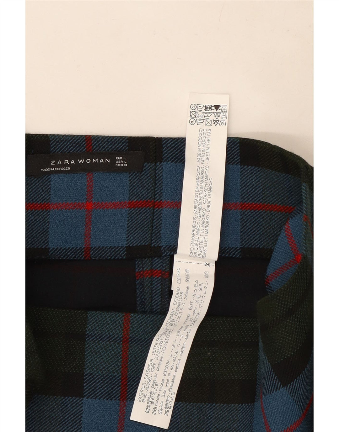 Gonna longuette longuette da donna Zara grande W32 in poliestere scozzese blu