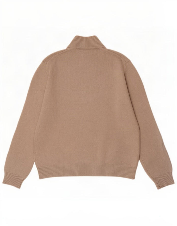 Maglione da uomo con zip e collo Henry Cottons, grande, in lana vergine beige