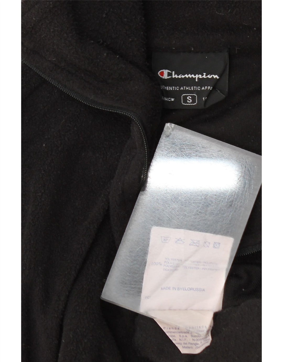 Maglione in pile da uomo Champion con zip e collo, piccolo, in poliestere nero