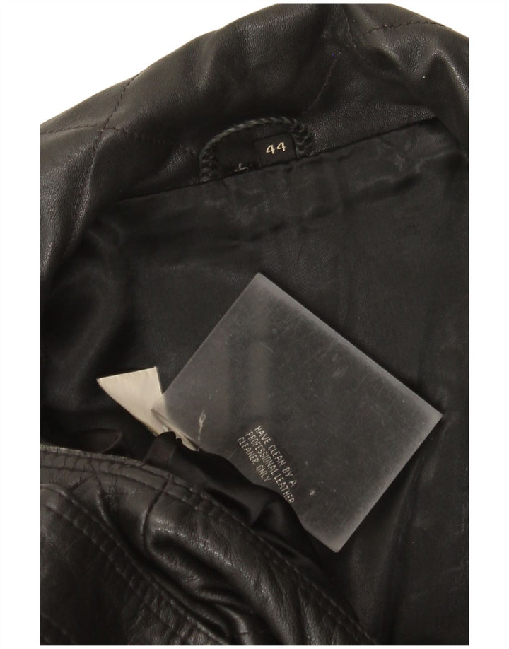 Giacca da motociclista in pelle vintage da donna EU 44 XL in pelle nera