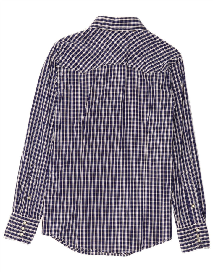 Camicia da uomo Benetton a quadri piccoli blu navy