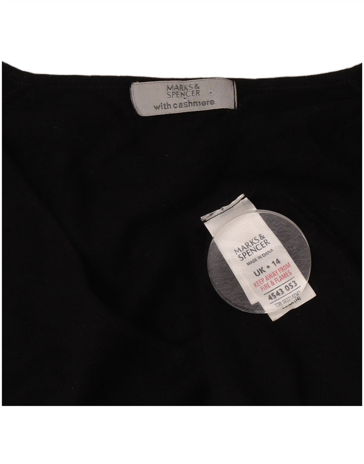 Maglione corto con scollo a V da donna Marks & Spencer UK 14 medio nero