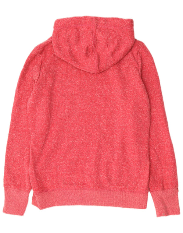 Felpa con cappuccio grafica da donna Superdry UK 16 grande poliestere chiazzato rosso