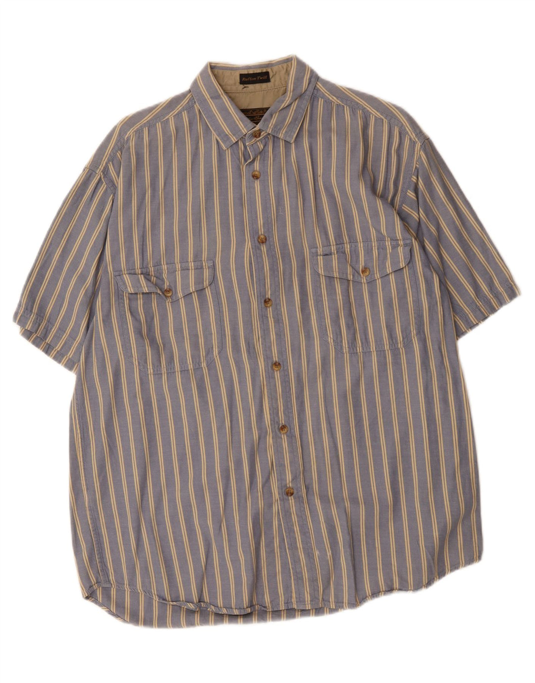 EDDIE BAUER Mens Short Sleeve Shirt Large Blue Pinstripe Cotton Vintage Eddie Bauer and Second-Hand Eddie Bauer from Messina Hembry 