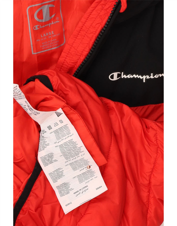 Giacca imbottita con cappuccio CHAMPION per ragazzi 11-12 anni Large Red Colourblock