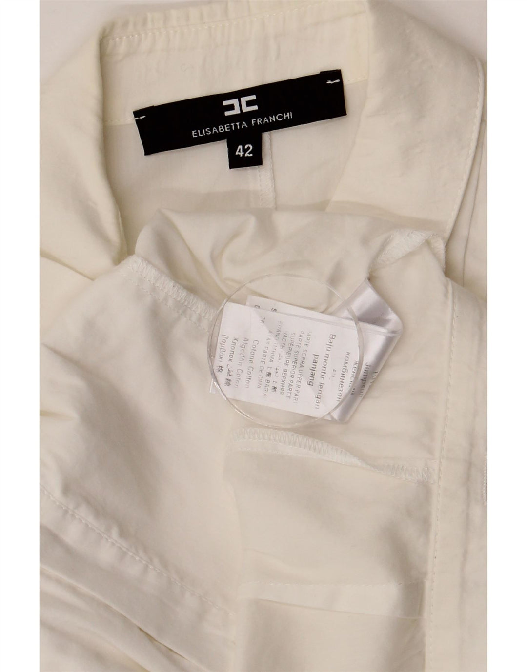 ELISABETTA FRANCHI Camicia Donna Senza Maniche IT 42 Medio Bianco