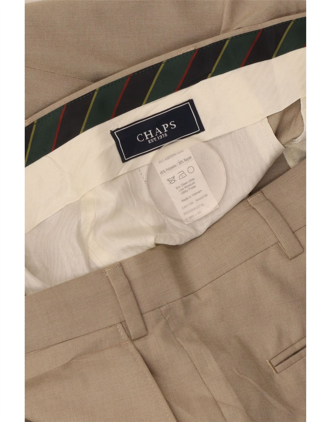 Pantaloni da abito dritti da uomo CHAPS W36 L32 Poliestere beige