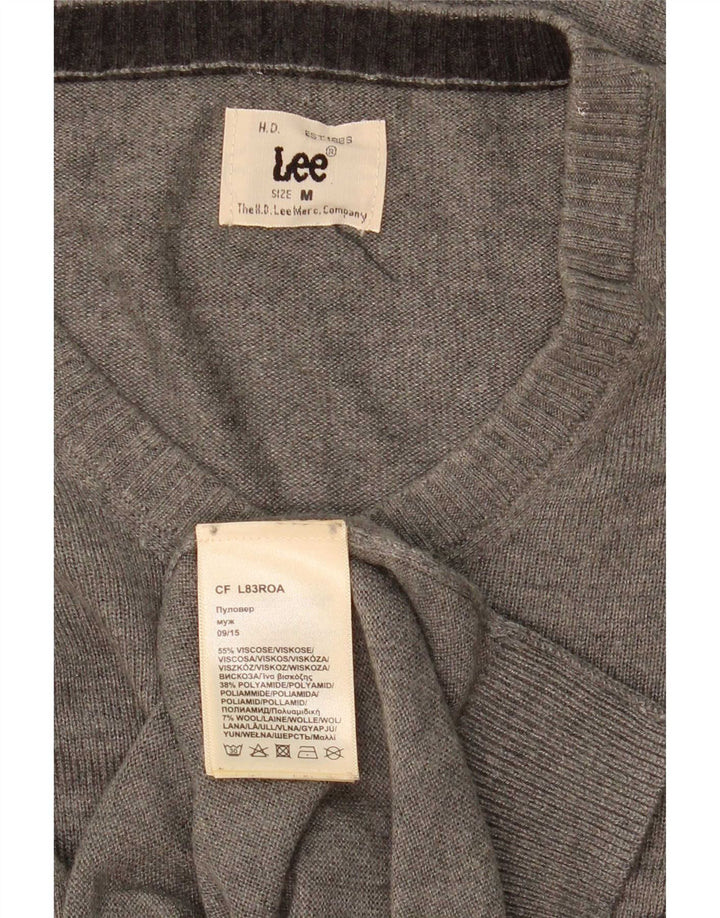 Maglione Lee da uomo con scollo a V in viscosa screziata grigio medio