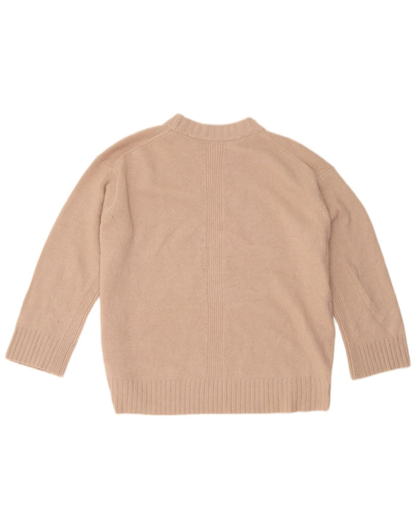 Maglione maglione girocollo oversize da donna Reiss UK 10 piccolo in lana beige